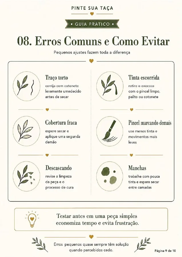 Página de orientaciones sobre pinturas, pinceles y acabado en el horno