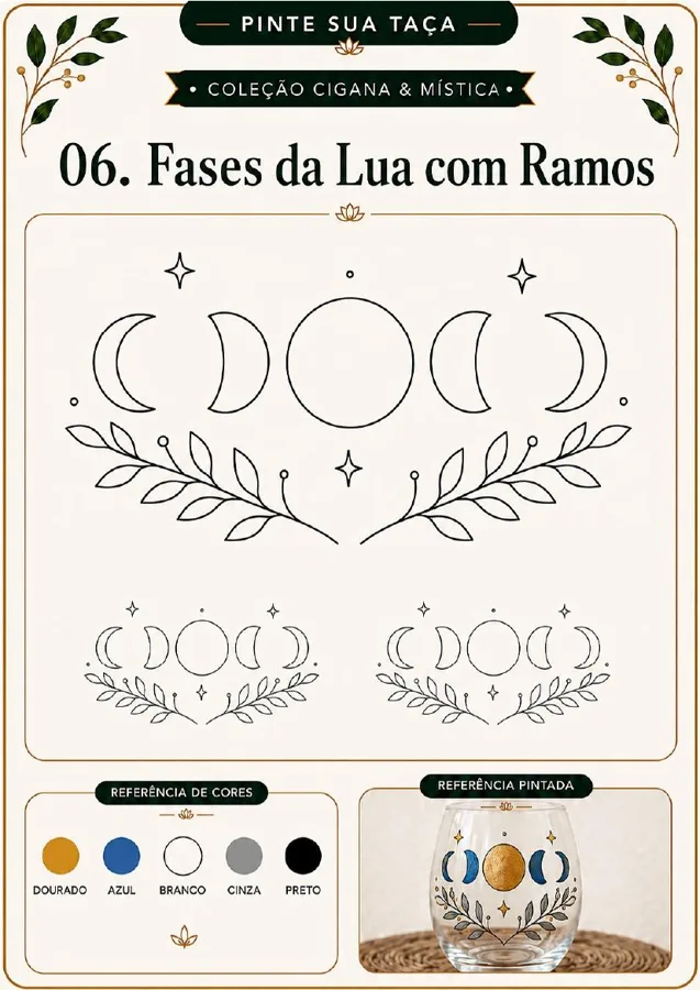 Lámina de molde místico y astrológico con sugerencias de colores