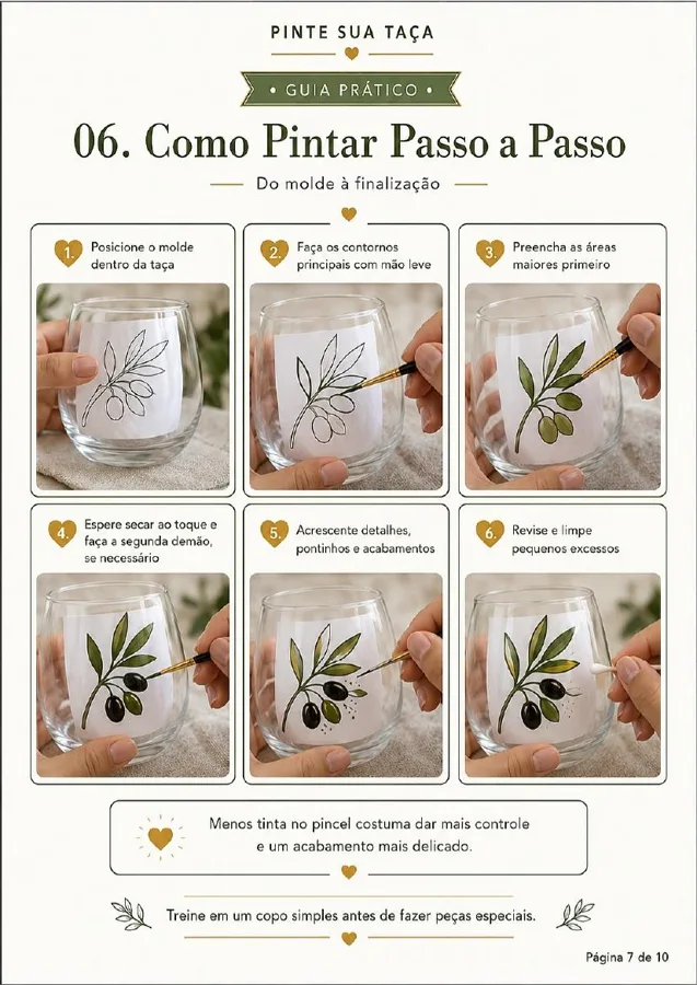 Página de orientaciones sobre pinturas, pinceles y acabado en el horno