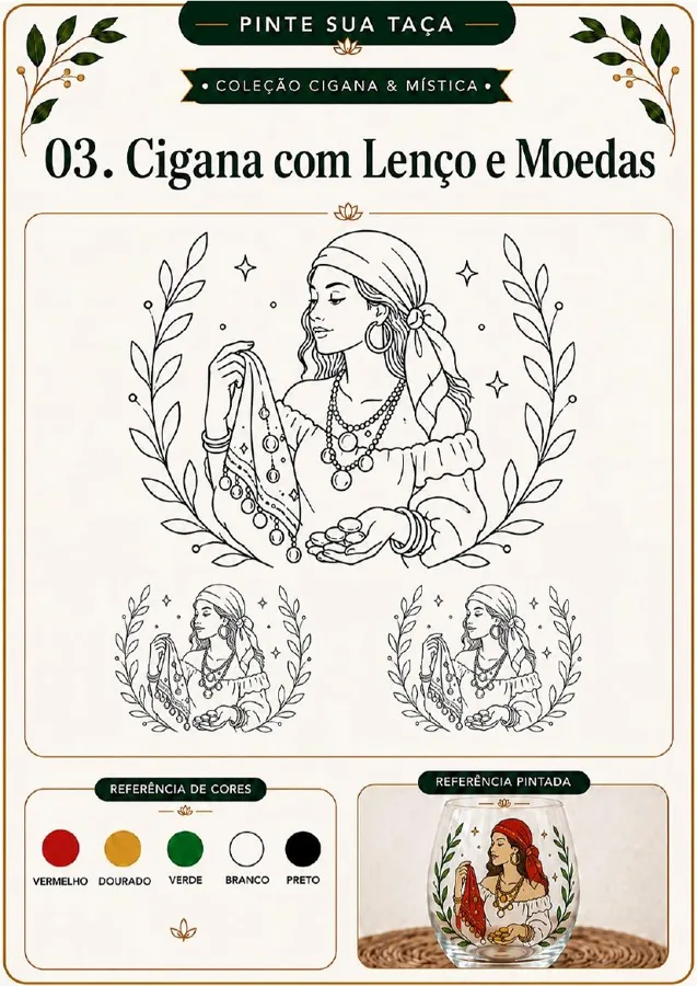 Lámina de molde místico y astrológico con sugerencias de colores