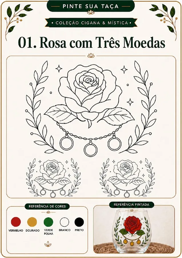 Lámina de molde místico y astrológico con sugerencias de colores